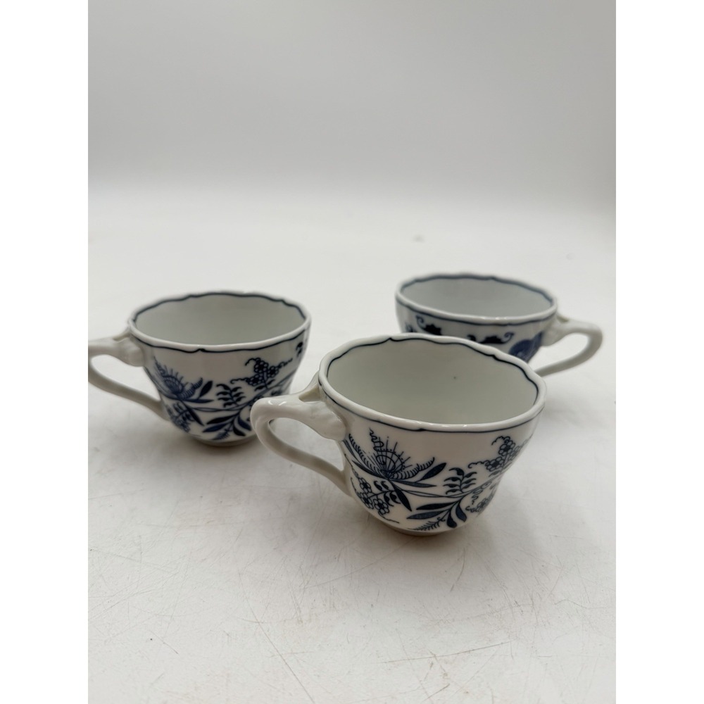 Set of 3 Vintage Blue Danube Onion Tea Cups Mugs ONLY Ribbon Mark